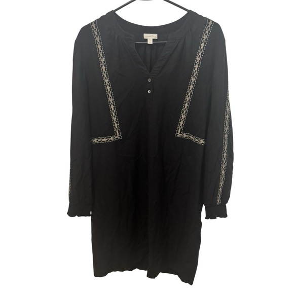Garnet Hill Black Dress with Embroidery Size 8 - Picture 1 of 4